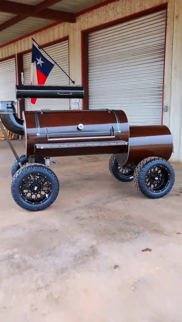 Brown Offset Smoker on Off-Road Tires