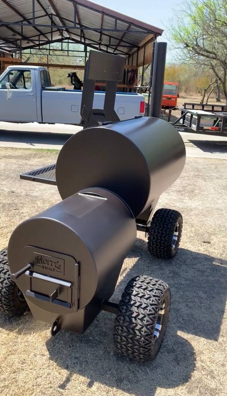 Morris Built Offset Smoker on Off-Road Tires