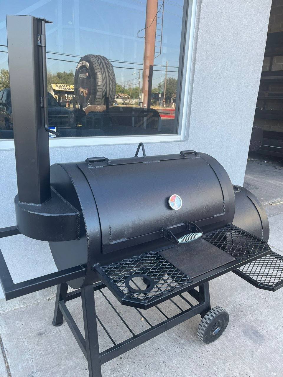 Offset Smoker on Cart with Utility Shelf - Image 2