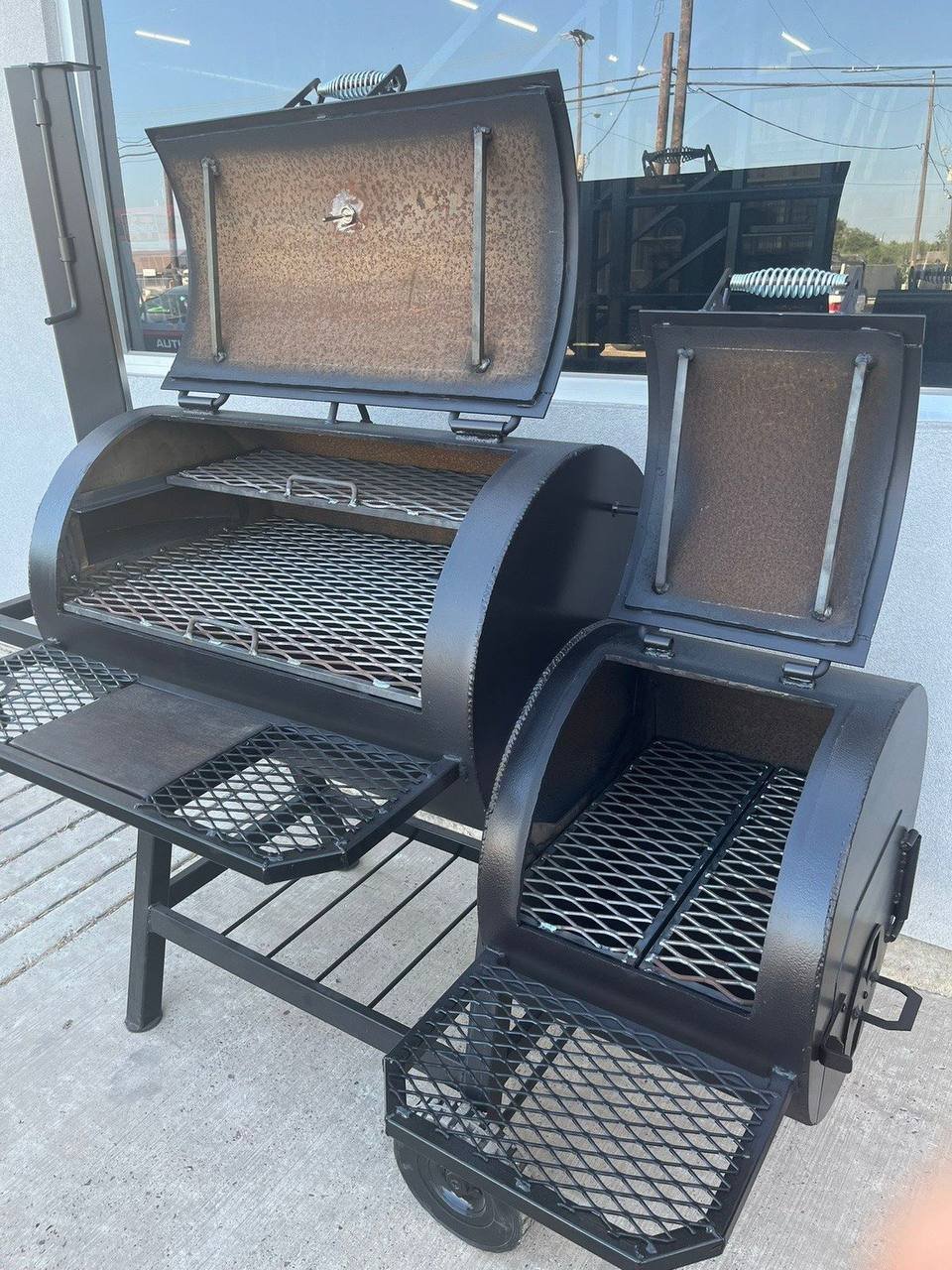 Offset Smoker on Cart with Utility Shelf - Image 3