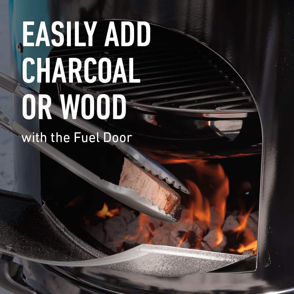 Weber 22-in Smokey Mountain Cooker 726-Sq. in Black Porcelain-Enamel Vertical Charcoal Smoker - Image 4