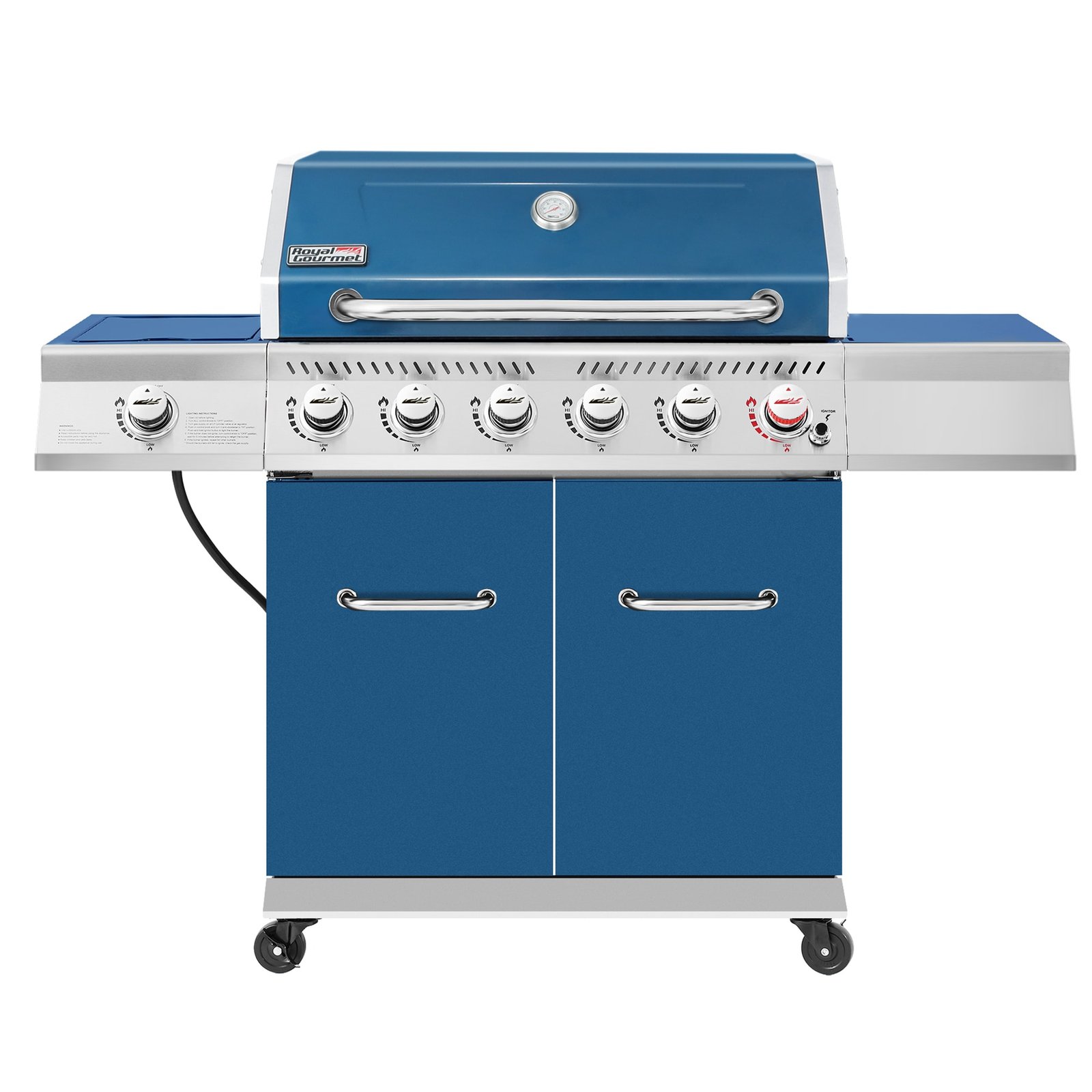 Royal Gourmet Cabinet Style Blue 6 -Burner Liquid Propane Gas Grill 1 -Side Burner
