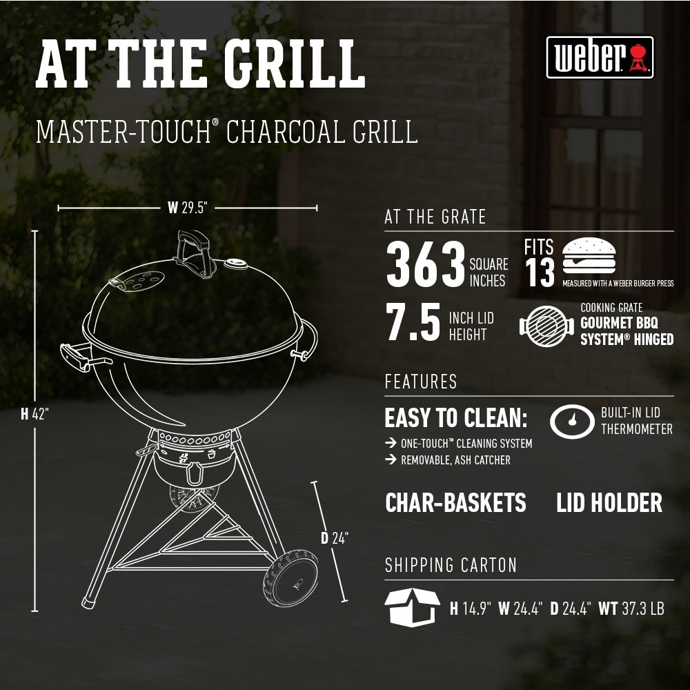 Weber Master-Touch 22-in W Ivory Kettle Charcoal Grill - Image 3