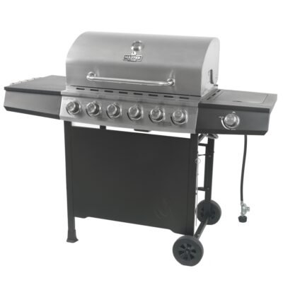 Master Forge Large 718-Sq.In Stainless steel and black 6 -Burner Liquid Propane Gas Grill 1 -Side Burner