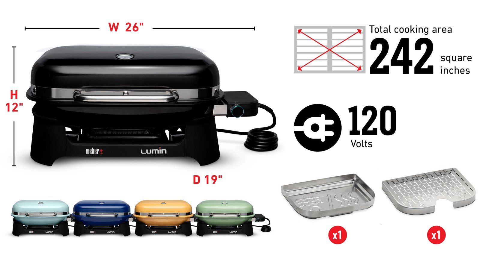 Weber Lumin Full Size 1560 -Watt Deep Ocean Blue Electric Grill - Image 5