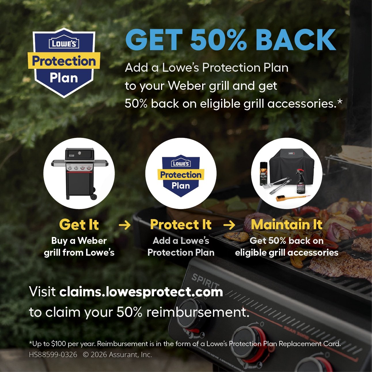 Weber Lumin Compact 1560 -Watt Deep Ocean Blue Electric Grill - Image 4