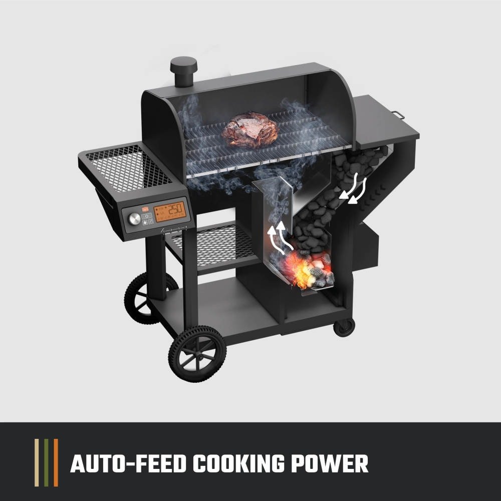 Oklahoma Joe's Tahoma Gravity Feed 900-Sq. in Black Horizontal Charcoal Smoker - Image 4