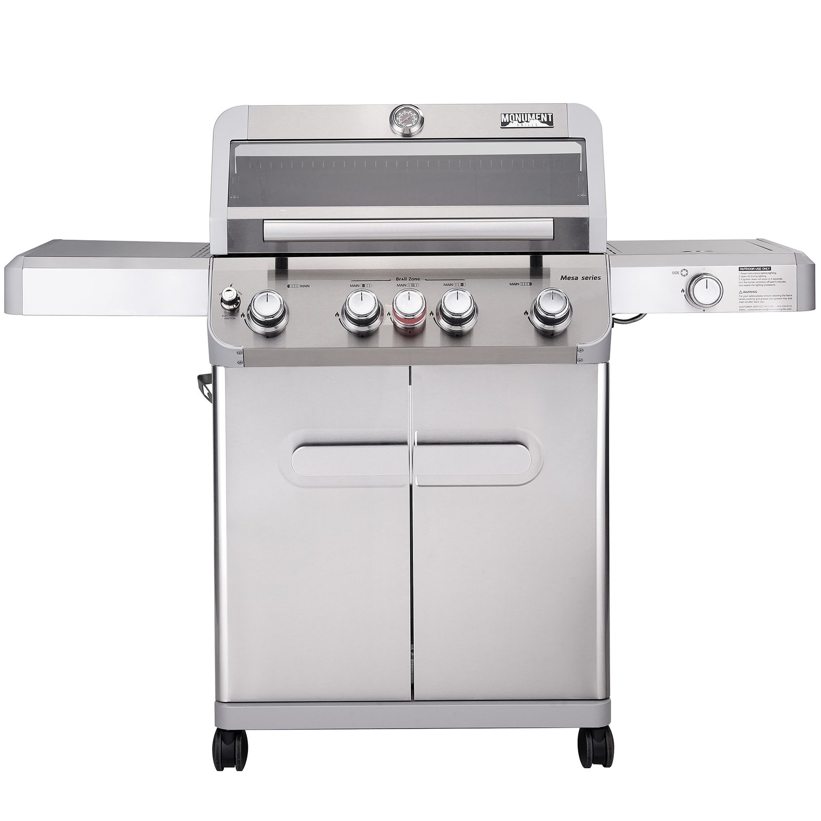 Monument Mesa 405BZ Stainless Steel 5 -Burner Infrared Liquid Propane Gas Grill 1 -Side Burner