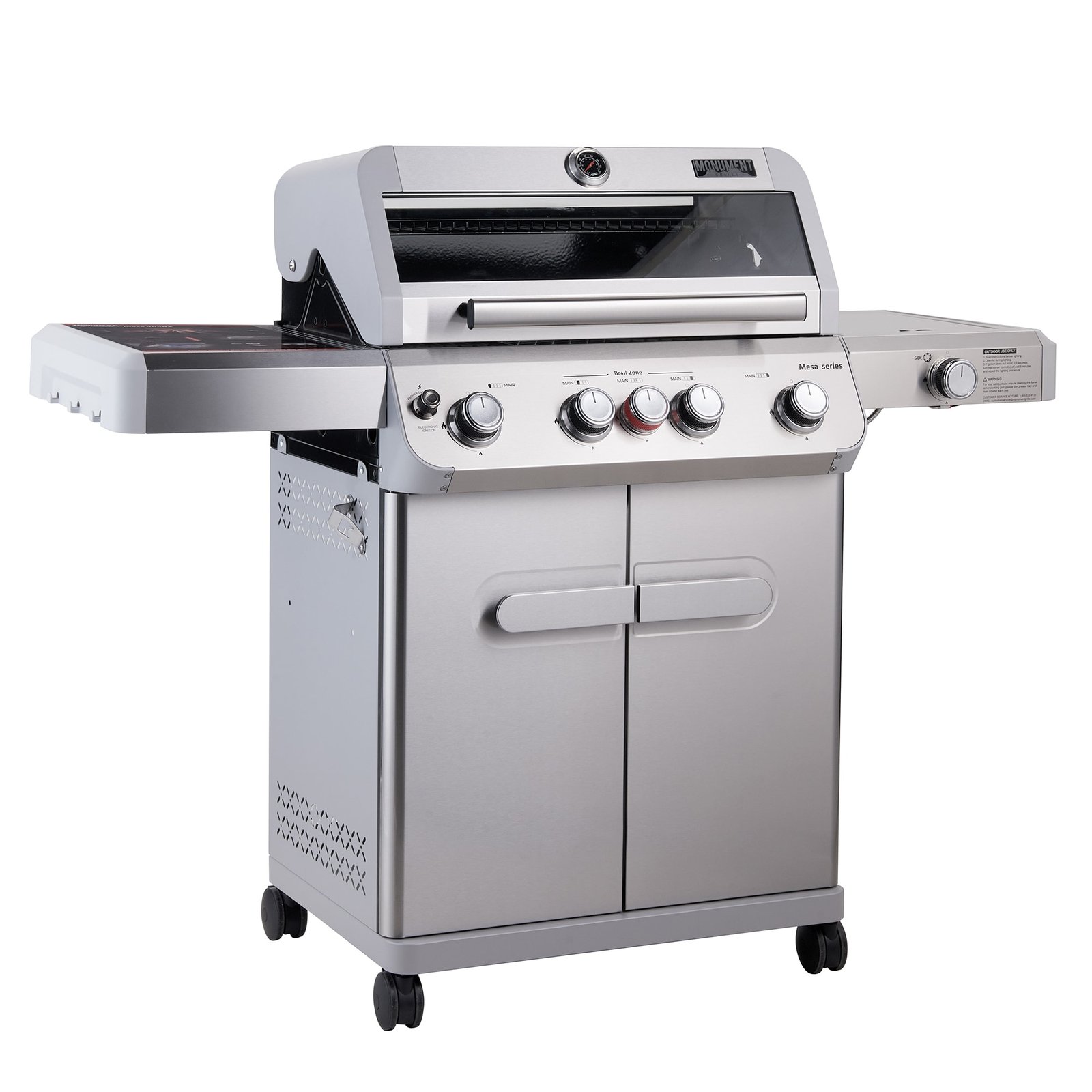 Monument Mesa 405BZ Stainless Steel 5 -Burner Infrared Liquid Propane Gas Grill 1 -Side Burner - Image 4