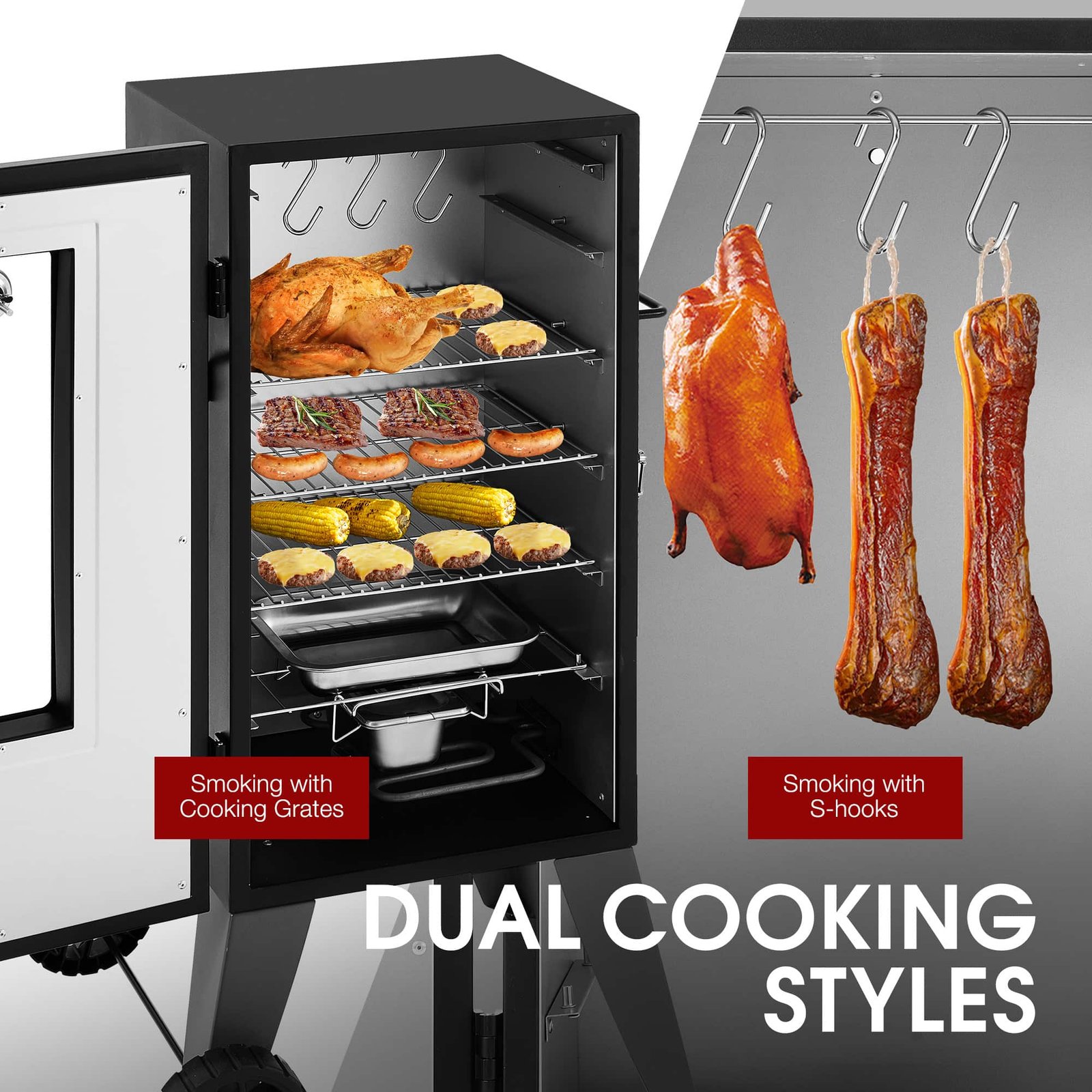 Royal Gourmet 28-Inch Analog Electric Smoker with 3 Racks 454-Sq. in Black Electric Smoker - Image 3