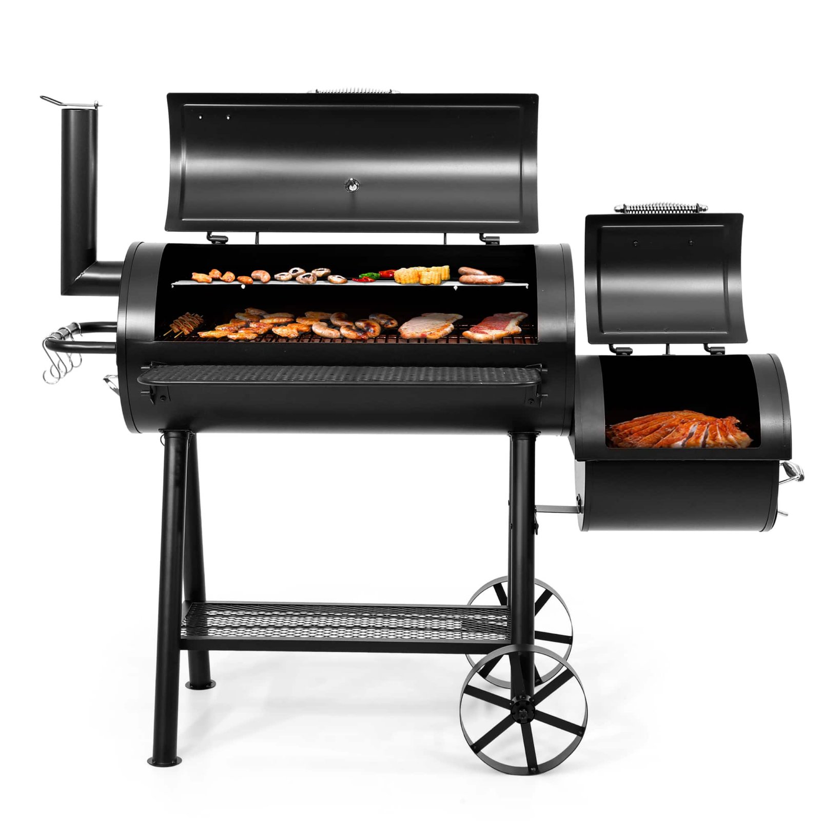 Sunshine Valley 941-Sq. in Black Horizontal Charcoal Smoker - Image 2