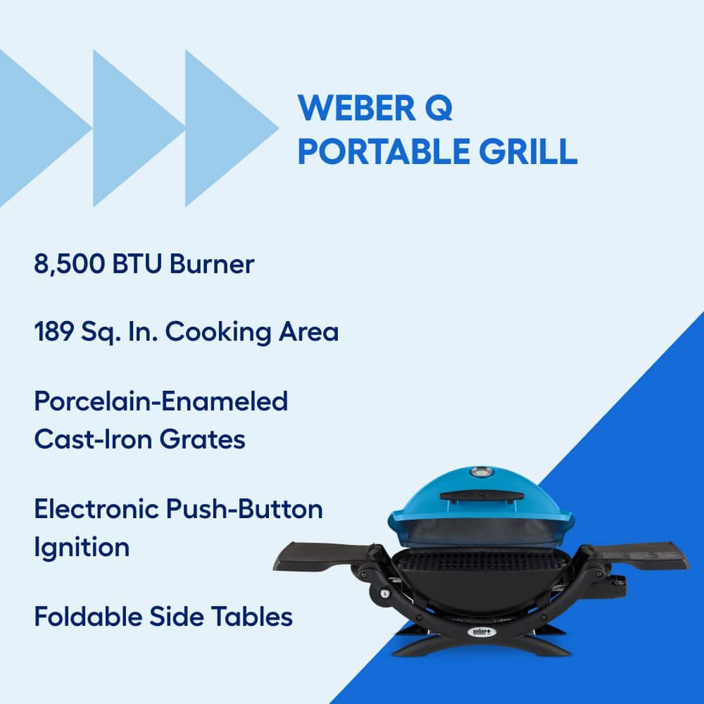 Weber Q 1200 189-Sq. in Blue Portable Liquid propane Grill - Image 4